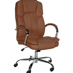 Bureaustoelen|Bureaustoelen-CLP Bureaustoel XXL Xanthos chroom Frame - Kunstleer - licht bruin