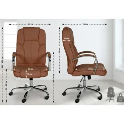 Bureaustoelen|Bureaustoelen-CLP Bureaustoel XXL Xanthos chroom Frame - Kunstleer - licht bruin