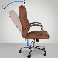 Bureaustoelen|Bureaustoelen-CLP Bureaustoel XXL Xanthos chroom Frame - Kunstleer - licht bruin