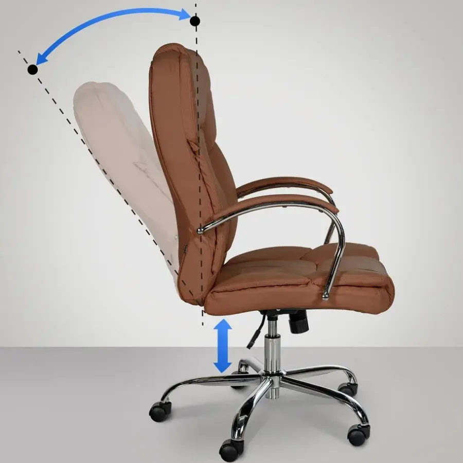 Bureaustoelen|Bureaustoelen-CLP Bureaustoel XXL Xanthos chroom Frame - Kunstleer - licht bruin