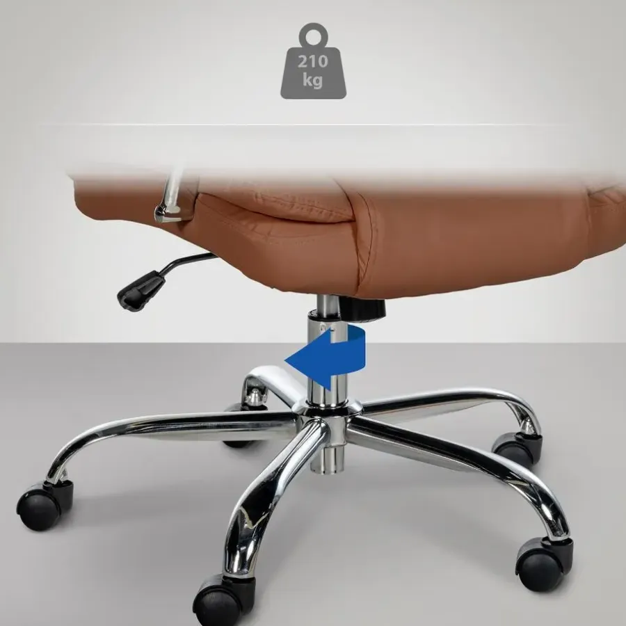 Bureaustoelen|Bureaustoelen-CLP Bureaustoel XXL Xanthos chroom Frame - Kunstleer - licht bruin