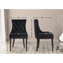 Eetkamerstoelen-CLP Eetkamerstoel Aberdeen antiek Frame - Fluweel - zwart