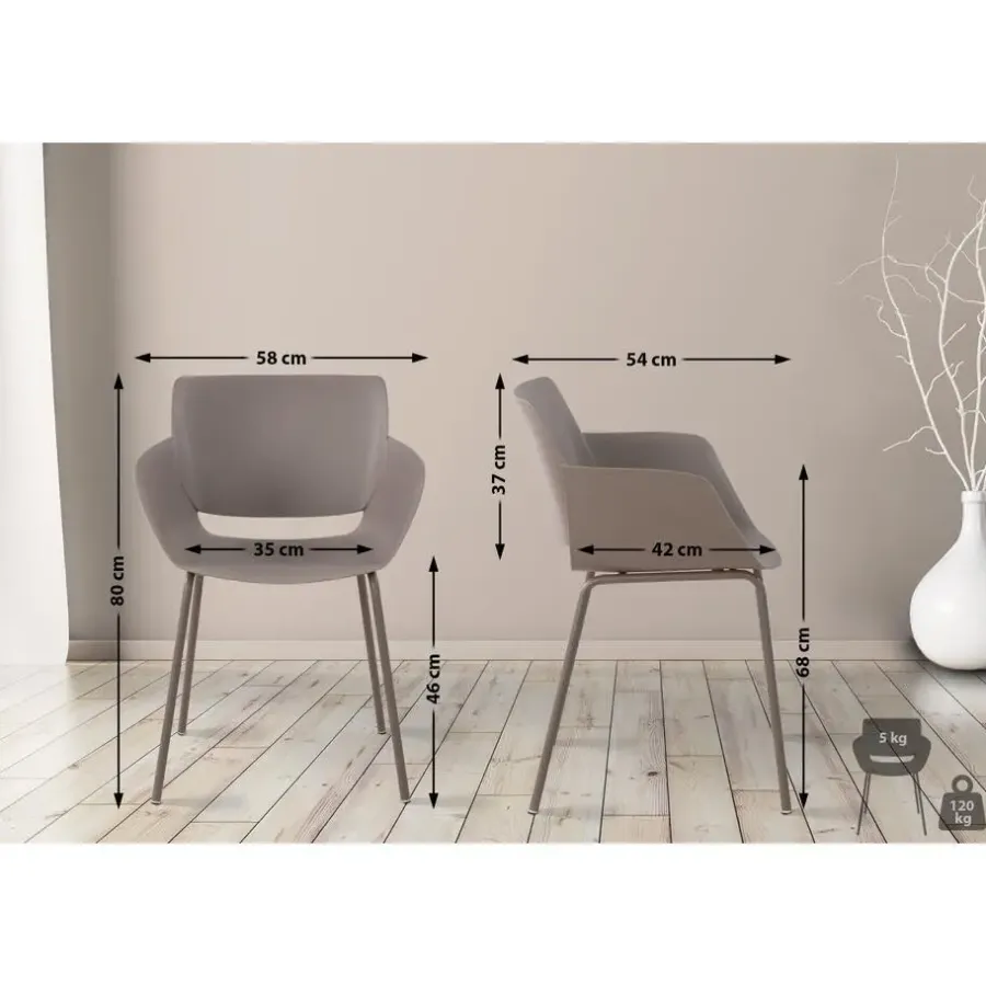 Eetkamerstoelen-CLP Eetkamerstoel Alpena Kunststof - taupe