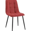 Eetkamerstoelen-CLP Eetkamerstoel Antibes zwart Frame - Ribstof - bordeauxrood
