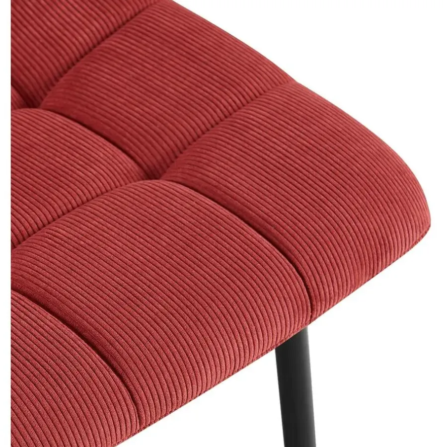 Eetkamerstoelen-CLP Eetkamerstoel Antibes zwart Frame - Ribstof - bordeauxrood
