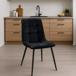 Eetkamerstoelen-CLP Eetkamerstoel Antibes zwart Frame - Fluweel - zwart