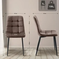 Eetkamerstoelen-CLP Eetkamerstoel Antibes zwart Frame - Fluweel - bruin