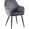 Eetkamerstoelen-CLP Eetkamerstoel Cheryl zwart Frame - Metaal - donkergrijs