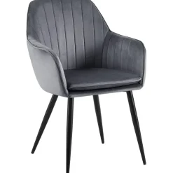 Eetkamerstoelen-CLP Eetkamerstoel Cheryl zwart Frame - Metaal - donkergrijs
