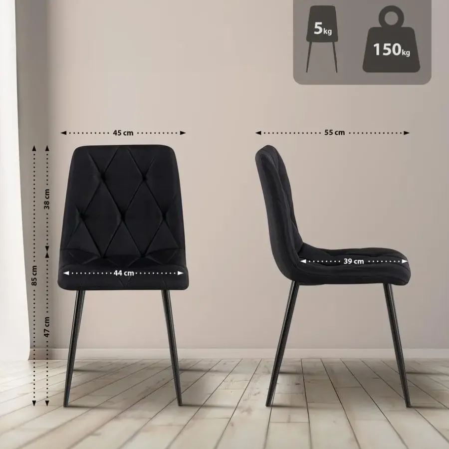 CLP Eetkamerstoel Clairton zwart Frame - Stof - zwart