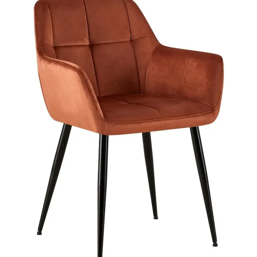 Eetkamerstoelen-CLP Eetkamerstoel Emia zwart Frame - Fluweel - bruin