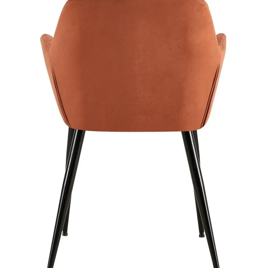 Eetkamerstoelen-CLP Eetkamerstoel Emia zwart Frame - Fluweel - bruin