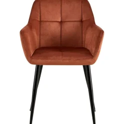 Eetkamerstoelen-CLP Eetkamerstoel Emia zwart Frame - Fluweel - bruin