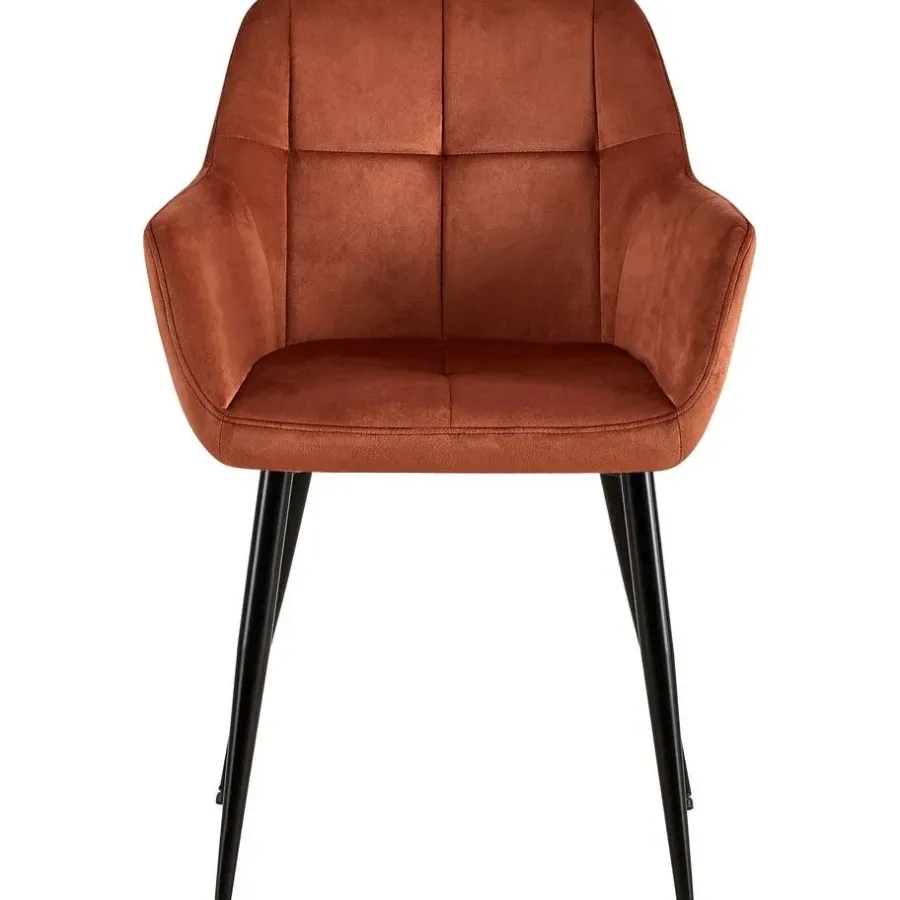 Eetkamerstoelen-CLP Eetkamerstoel Emia zwart Frame - Fluweel - bruin