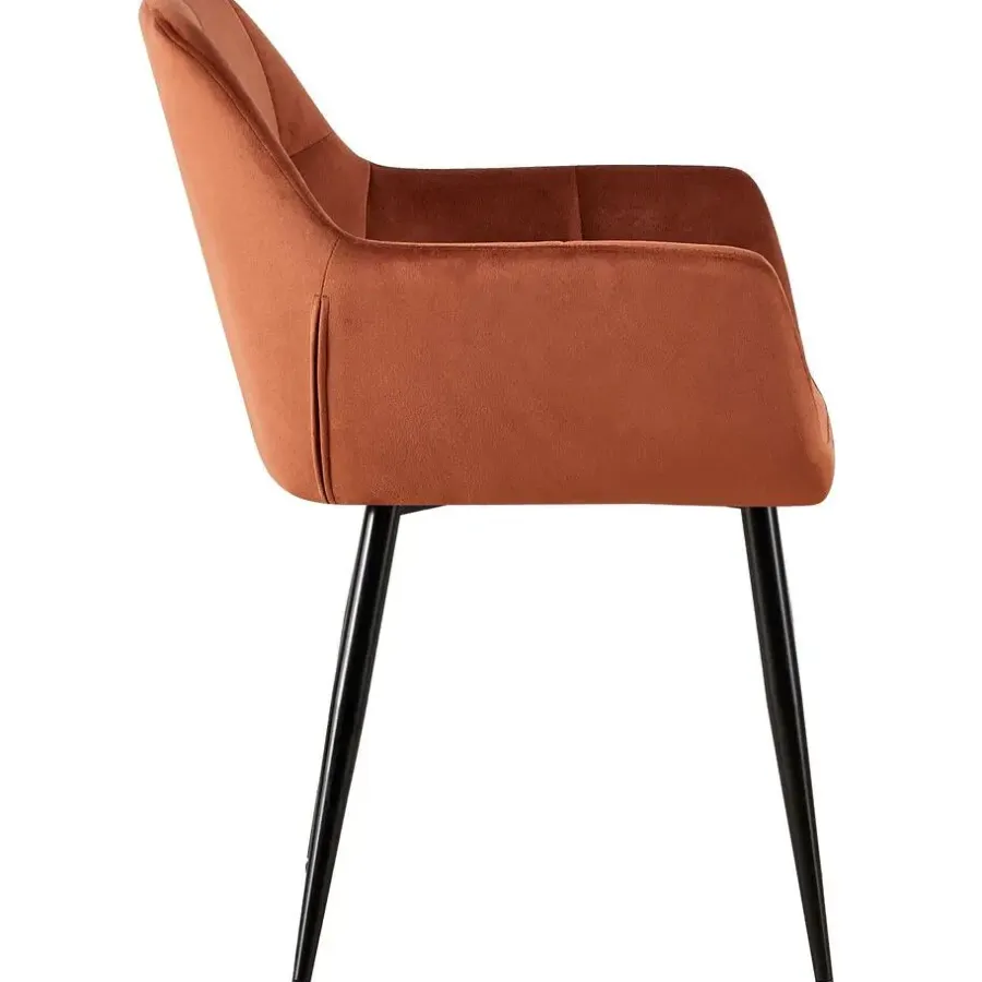 Eetkamerstoelen-CLP Eetkamerstoel Emia zwart Frame - Fluweel - bruin
