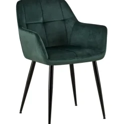 Eetkamerstoelen-CLP Eetkamerstoel Emia zwart Frame - Fluweel - groen