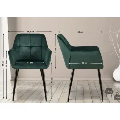 Eetkamerstoelen-CLP Eetkamerstoel Emia zwart Frame - Fluweel - groen