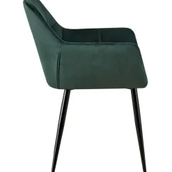 Eetkamerstoelen-CLP Eetkamerstoel Emia zwart Frame - Fluweel - groen