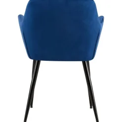 Eetkamerstoelen-CLP Eetkamerstoel Emia zwart Frame - Fluweel - blauw