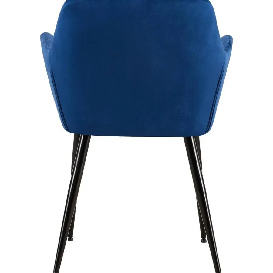 Eetkamerstoelen-CLP Eetkamerstoel Emia zwart Frame - Fluweel - blauw