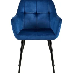 Eetkamerstoelen-CLP Eetkamerstoel Emia zwart Frame - Fluweel - blauw