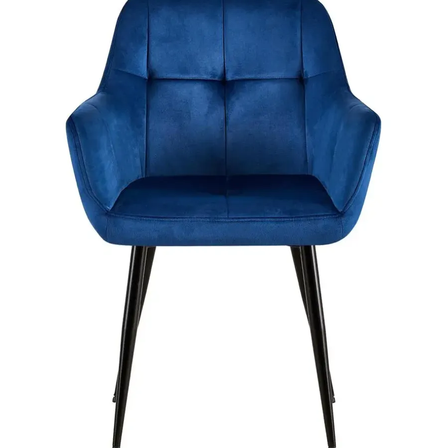 Eetkamerstoelen-CLP Eetkamerstoel Emia zwart Frame - Fluweel - blauw