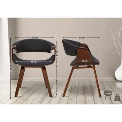 Eetkamerstoelen-CLP Eetkamerstoel Foley walnoot Frame - Stof - walnoot/zwart