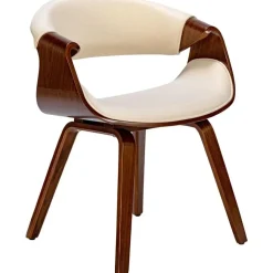 Eetkamerstoelen-CLP Eetkamerstoel Foley walnoot Frame - Stof - walnoot/creme