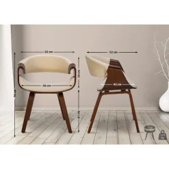 Eetkamerstoelen-CLP Eetkamerstoel Foley walnoot Frame - Stof - walnoot/creme