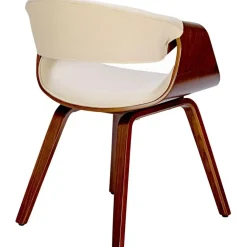 Eetkamerstoelen-CLP Eetkamerstoel Foley walnoot Frame - Stof - walnoot/creme
