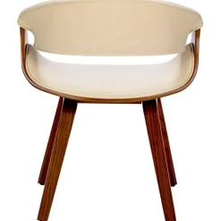 Eetkamerstoelen-CLP Eetkamerstoel Foley walnoot Frame - Stof - walnoot/creme