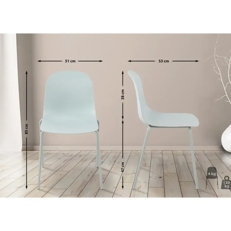 Eetkamerstoelen-CLP Eetkamerstoel Hardin Kunststof - turkis