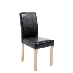 Eetkamerstoelen-CLP Eetkamerstoel Ina natura Frame - Kunstleer - zwart