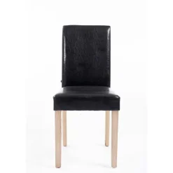 Eetkamerstoelen-CLP Eetkamerstoel Ina natura Frame - Kunstleer - zwart