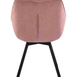Eetkamerstoelen-CLP Eetkamerstoel Jordi zwart Frame - Ribstof - roze