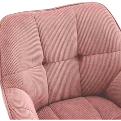 Eetkamerstoelen-CLP Eetkamerstoel Jordi zwart Frame - Ribstof - roze