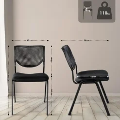 Eetkamerstoelen-CLP Eetkamerstoel Kaber zwart Frame - Stof - zwart/zwart