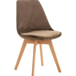 CLP Eetkamerstoel Linares natura Frame - Fluweel - donkerbruin