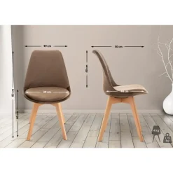 CLP Eetkamerstoel Linares natura Frame - Fluweel - donkerbruin