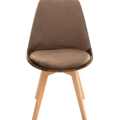 CLP Eetkamerstoel Linares natura Frame - Fluweel - donkerbruin