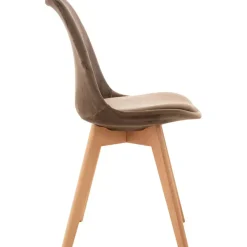 CLP Eetkamerstoel Linares natura Frame - Fluweel - donkerbruin