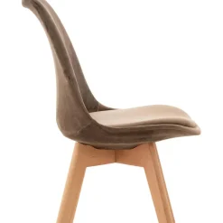 CLP Eetkamerstoel Linares natura Frame - Fluweel - donkerbruin