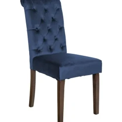 CLP Eetkamerstoel Lisburn walnoot Frame - Fluweel - blauw