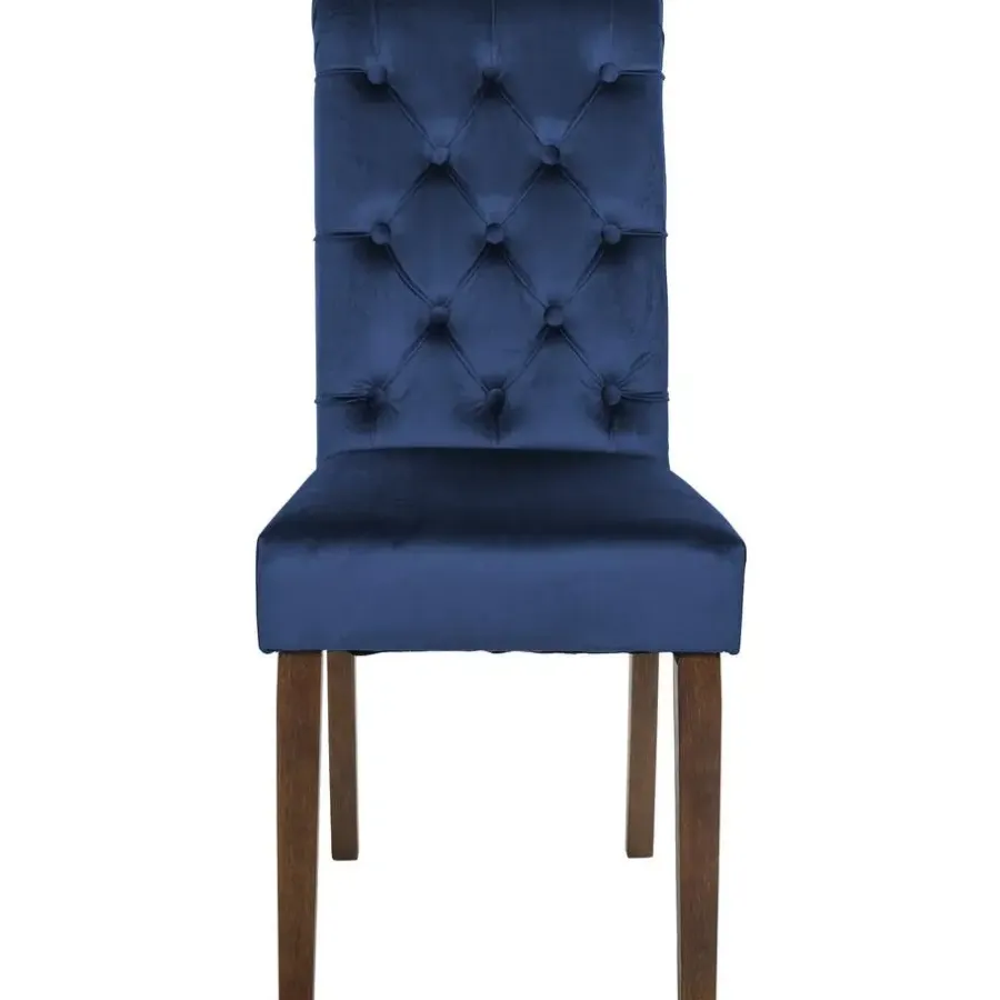 CLP Eetkamerstoel Lisburn walnoot Frame - Fluweel - blauw