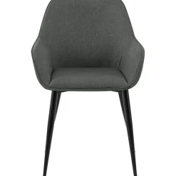 Eetkamerstoelen-CLP Eetkamerstoel Luena zwart Frame - Stof - donkergrijs