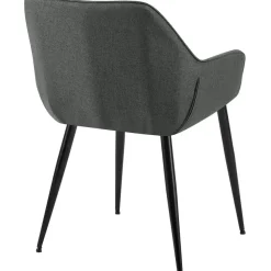 Eetkamerstoelen-CLP Eetkamerstoel Luena zwart Frame - Stof - donkergrijs
