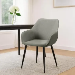 CLP Eetkamerstoel Luena zwart Frame - Stof - licht grijs