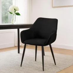 Eetkamerstoelen-CLP Eetkamerstoel Luena zwart Frame - Stof - zwart