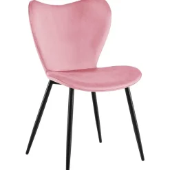 CLP Eetkamerstoel Maika zwart Frame - Fluweel - roze