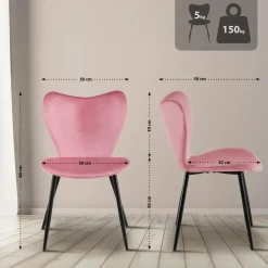 CLP Eetkamerstoel Maika zwart Frame - Fluweel - roze